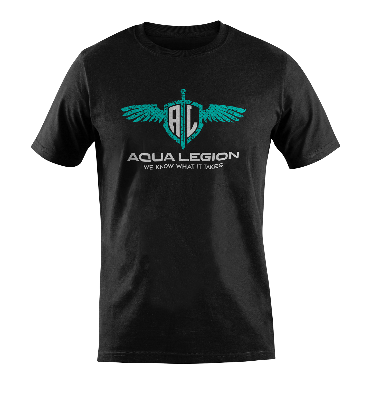 Aqua Legion Originals - Black / Aqua distressed Male t-shirt