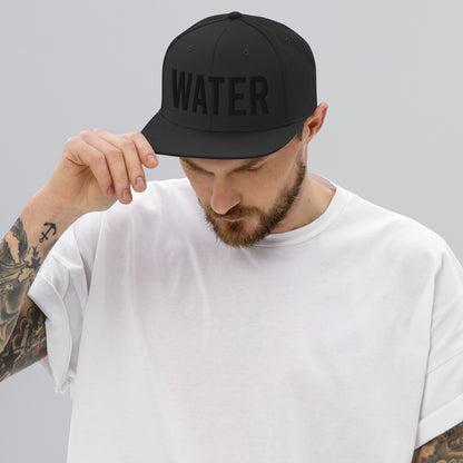 WATER Black on Black snapback hat